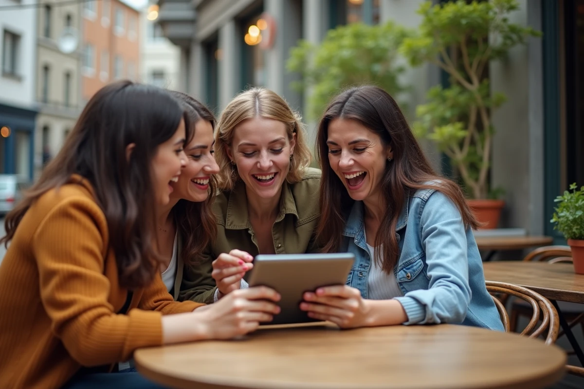 Groupe d amis regardant un match de football au cafe