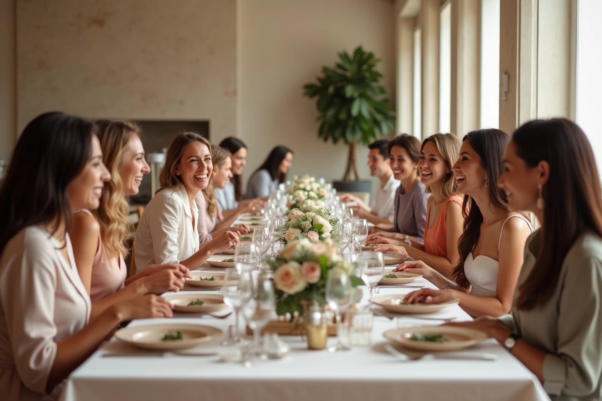 Groupe d invités lors de la réception de mariage